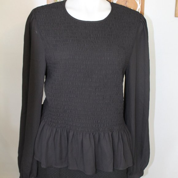 Leyden Tops - LEYDEN Smocked Peplum Blouse NWT